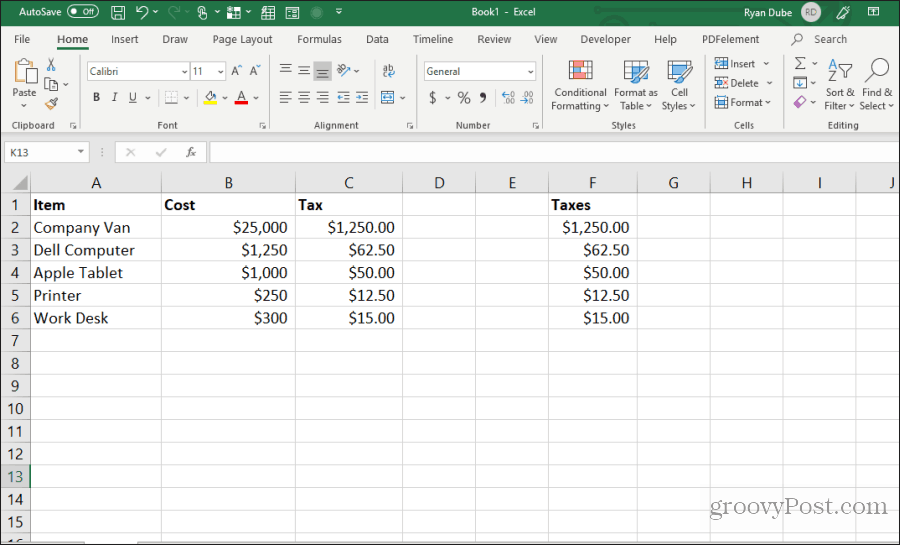 celulele formulare copiază și lipit în Excel