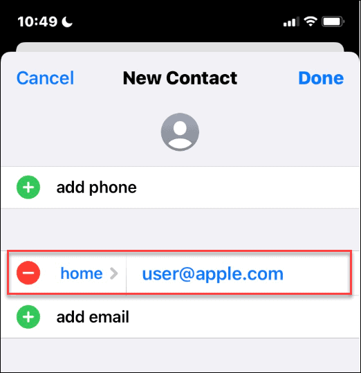 ID Apple în lista de contacte