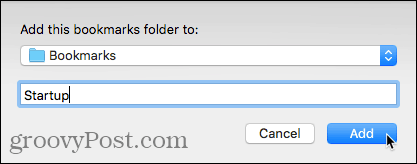 Adăugați acest folder pentru marcaje la caseta de dialog din Safari pe Mac