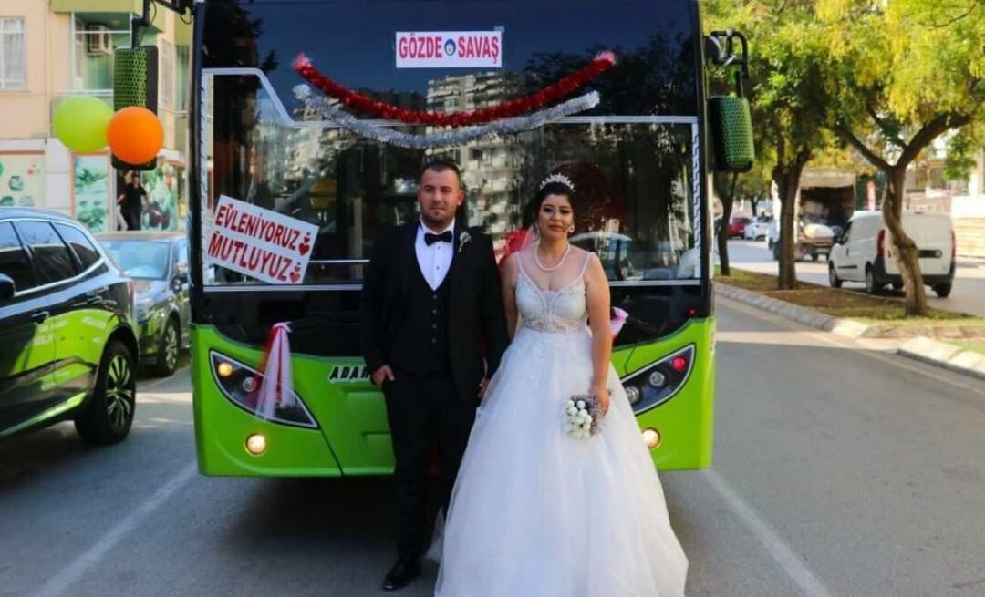 Autobuzul pe care l-a folosit a devenit o mașină de mireasă! Cuplul a făcut împreună un tur de oraș