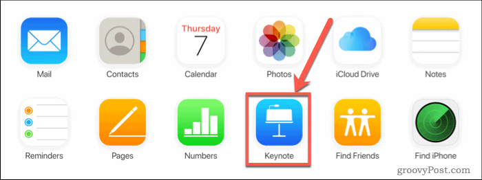 Apăsați Keynote pe iCloud