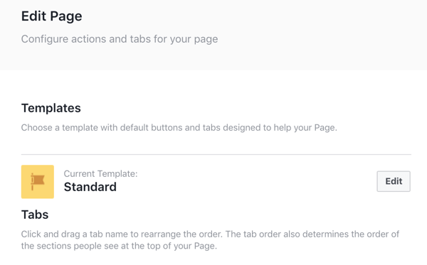 Faceți clic pe butonul Editați de lângă Șabloane pentru a vedea opțiunile șablonului dvs. Facebook.
