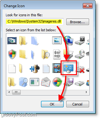 Captura de ecran Windows 7 - cum să găsiți pictogramele implicite Windows 7