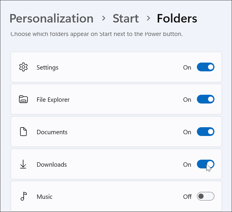 Gestionați setările meniului Start pe Windows 11