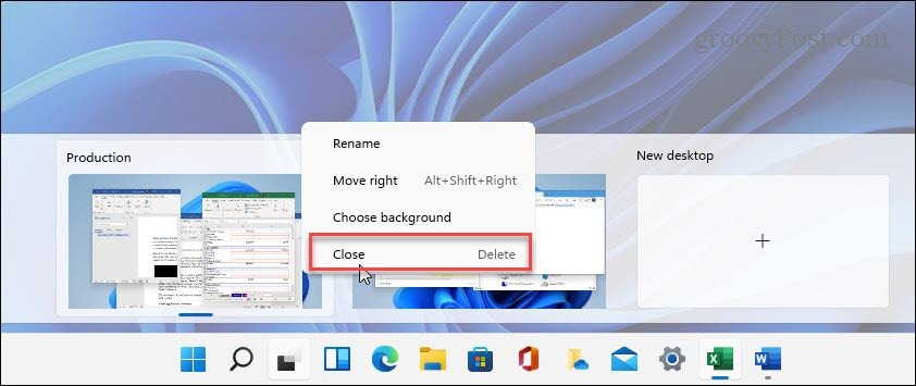 Închideți Virtual Desktop Windows 11