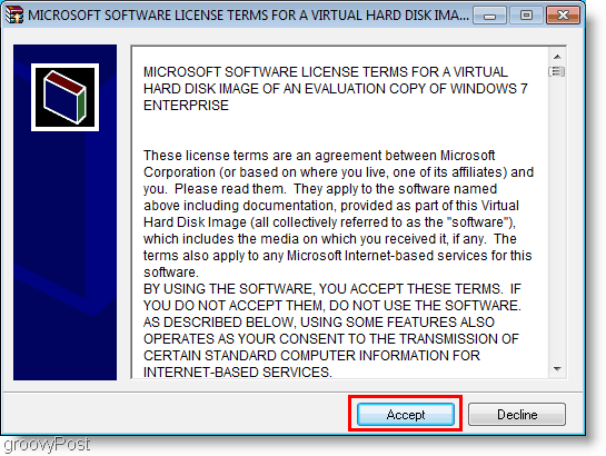 Licență de instalare Windows 7 VHD