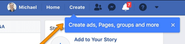 Facebook pare să fi lansat un nou buton de meniu în bara de navigare de sus, care permite utilizatorilor să creeze rapid și ușor o pagină, un anunț, un grup și multe altele.