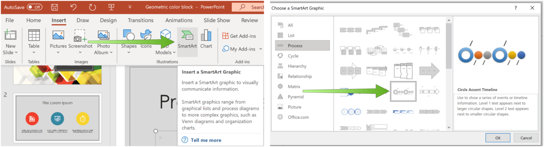 Cum să creați o cronologie Microsoft PowerPoint pentru a afișa datele