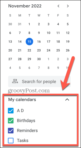 google calendar selectați calendare