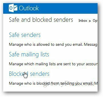 Lista blocată 3 Outlook