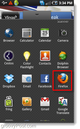 Firefox din sertarul aplicației