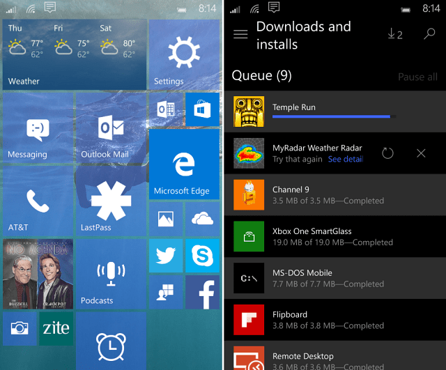 Windows 10 Mobile Build 10149 Tur vizual pentru funcții noi