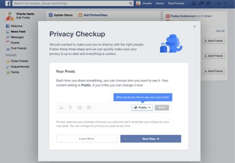 verificarea confidențialității facebook
