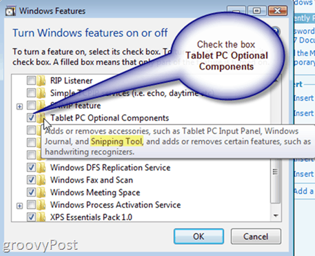 Activați sau instalați instrumentul de tăiere Windows Vista