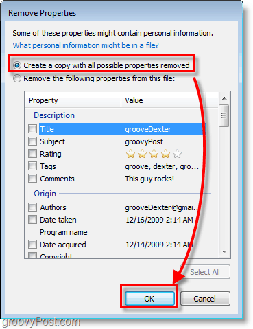 cum se creează o copie cu toate proprietățile posibile eliminate în Windows 7