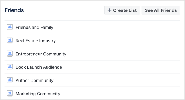 Selectați lista de prieteni pe Facebook pe care doriți să o vizualizați.