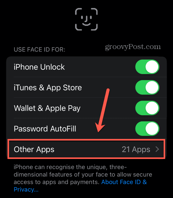 whatsapp face id setările altor aplicații