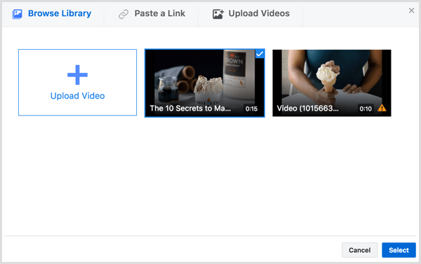 Facebook creează anunțuri video selectați videoclipuri