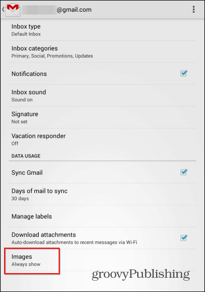 Gmail Android imagini cu imagini externe