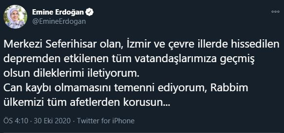 emine erdoğan împărtășirea cutremurului