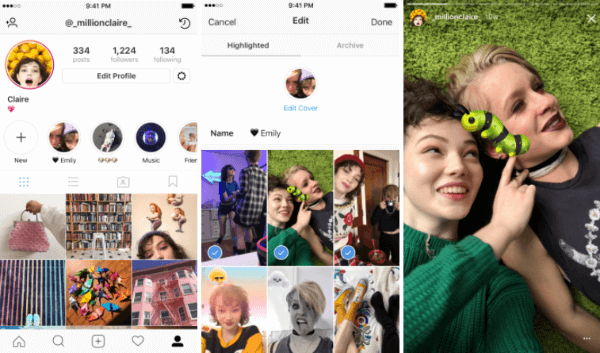 Instagram Stories Highlights permite utilizatorilor să selecteze și să grupeze poveștile anterioare în colecții denumite.