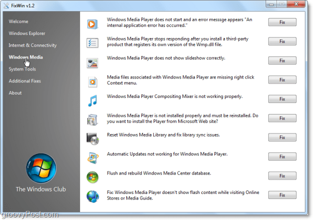 FixWin Windows Meda rezolvă ecranul