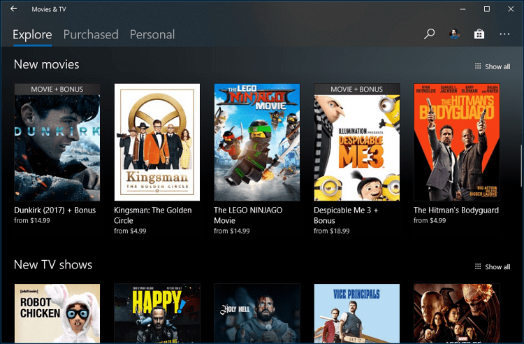 Filme și aplicații TV Windows 10