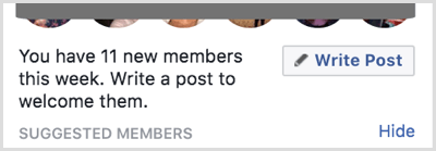 Scrieți o postare pentru a întâmpina membri noi în grupul dvs. Facebook.