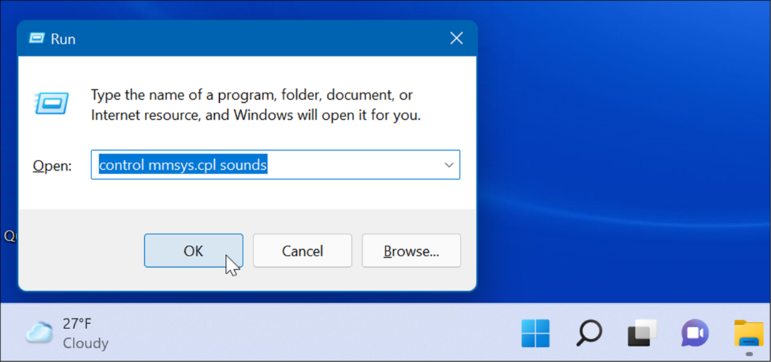 sunete de sistem deschis Rulați Windows 11
