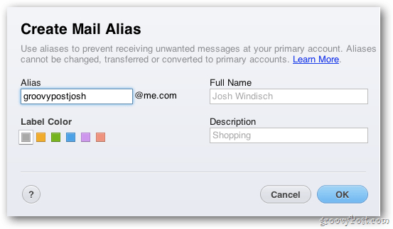 Creați alias Mail