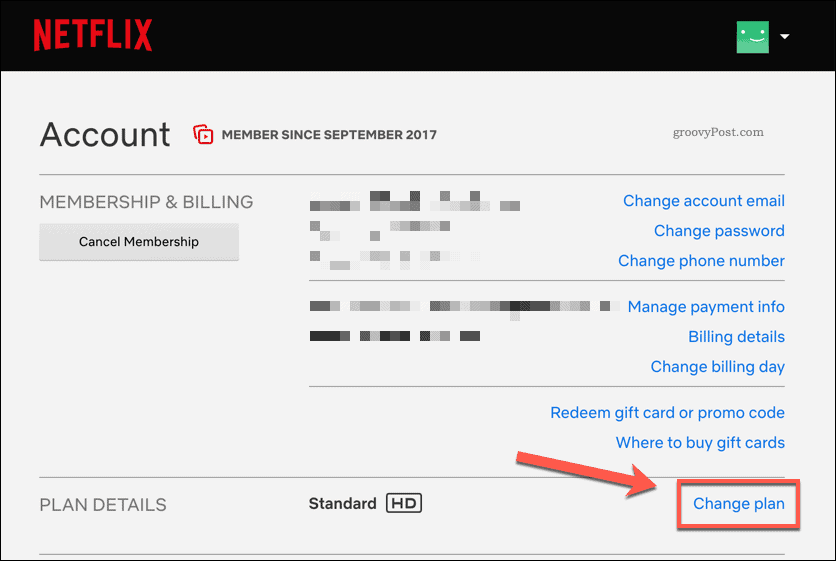 Schimbarea planului de abonament Netflix