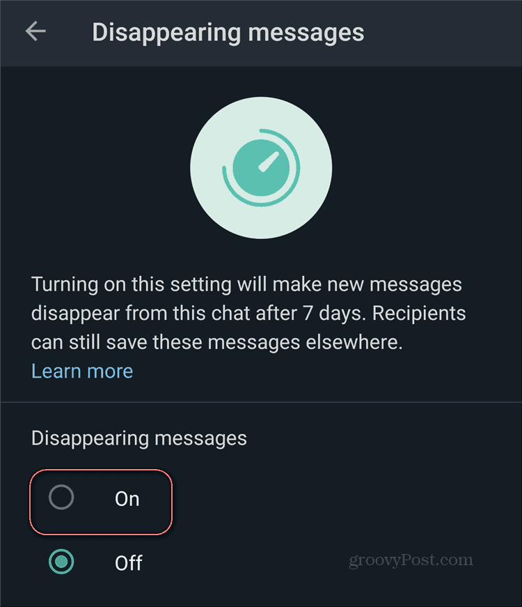 Activarea mesajelor WhatsApp dispare
