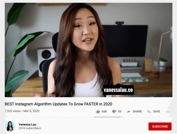 Vanessa Lau YouTube partajează videoclipuri cu mânerul Instagram