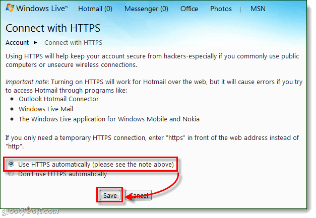 Cum să vă conectați întotdeauna în siguranță la Windows Live și Hotmail prin HTTPS