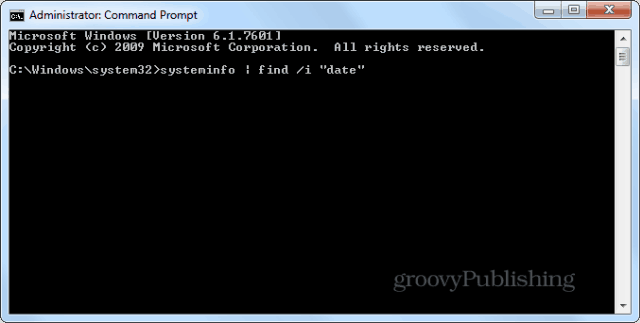 Data instalării Windows cmd prompt systeminfo