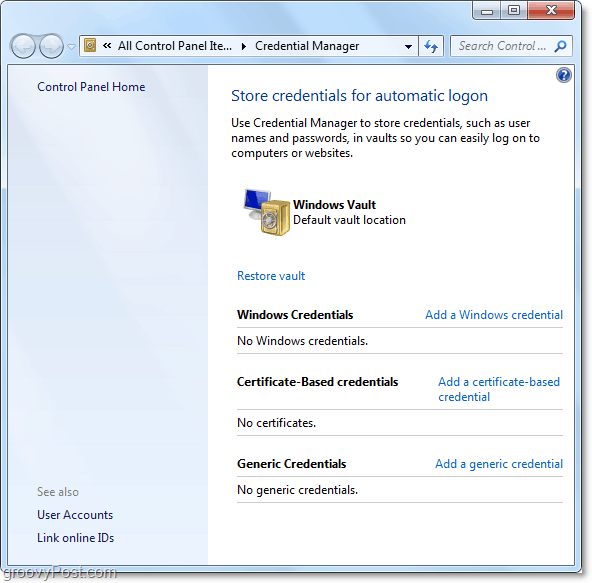 o privire de ansamblu asupra seifului managerului de credințe Windows 7