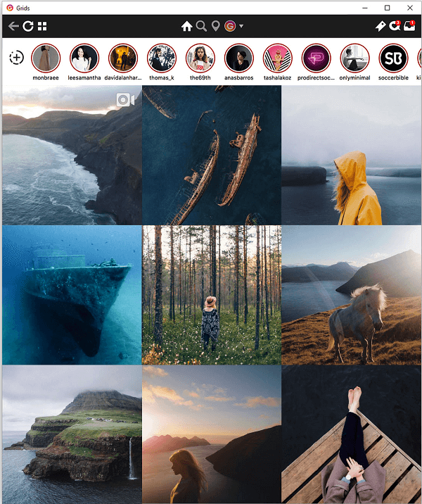 Grilele reflectă experiența Instagram de pe telefonul dvs. și includ posibilitatea de a vedea povești pe desktop.