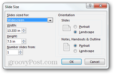 configurare pagină powerpoint 2013 opțiuni raport aspect aspect orientare