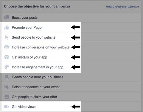 Obiective publicitare facebook pentru reclame video