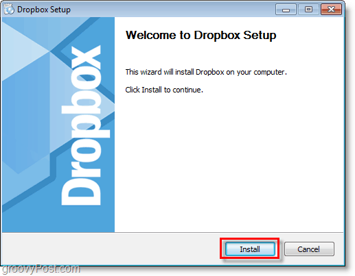 Captura de ecran Dropbox - începeți instalarea / instalarea dropboxului