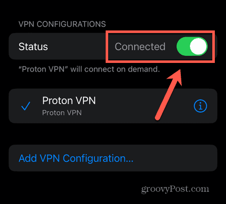 comutator conectat iphone vpn