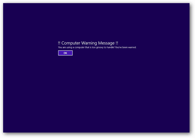 Captura de ecran de pornire a avizului legal pentru Windows 8