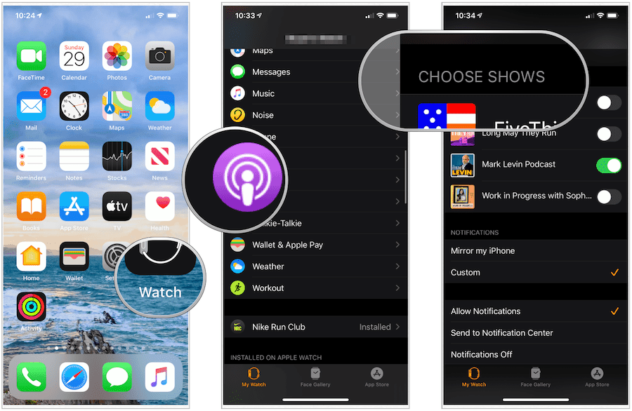 alege podcast-uri pe Apple Watch