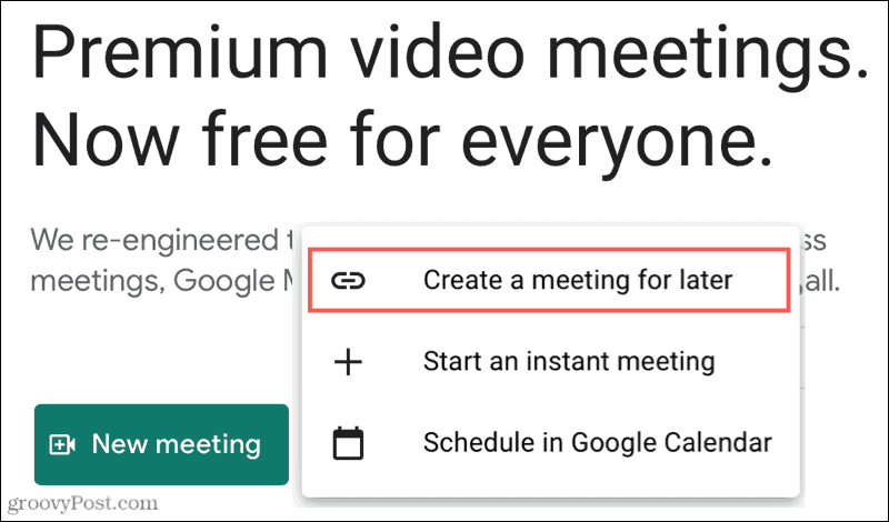 Întâlnire nouă, creați o întâlnire pentru mai târziu