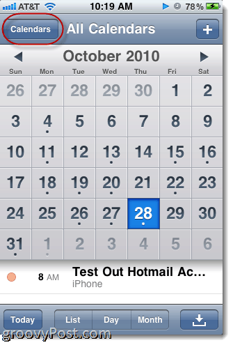 Hotmail iPhone calendar