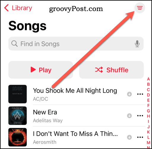 Pictograma Mai multe opțiuni în biblioteca Apple Music