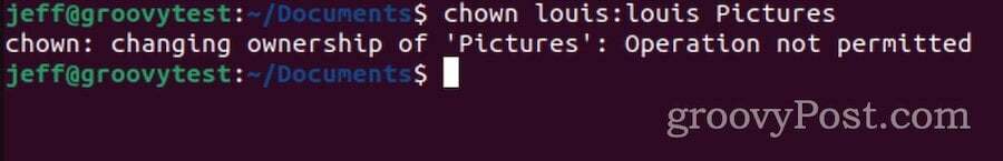 Schimbarea proprietarului folderului și subfolderului în ubuntu a eșuat