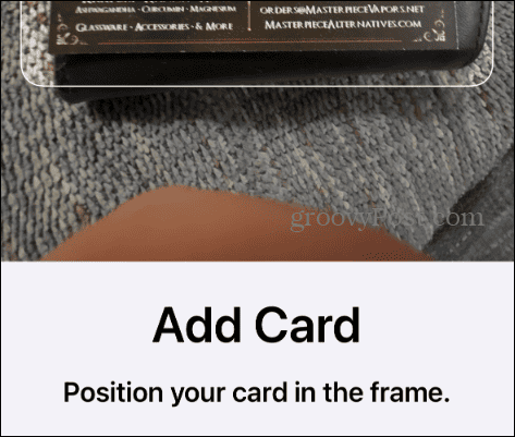 adăugați card prin intermediul camerei iPhone