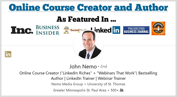 John Nemo și-a folosit profilul LinkedIn pentru a găsi noi clienți.