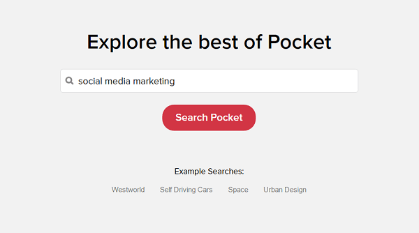 Pocket explore sugerează conținut bazat pe interesele tale.